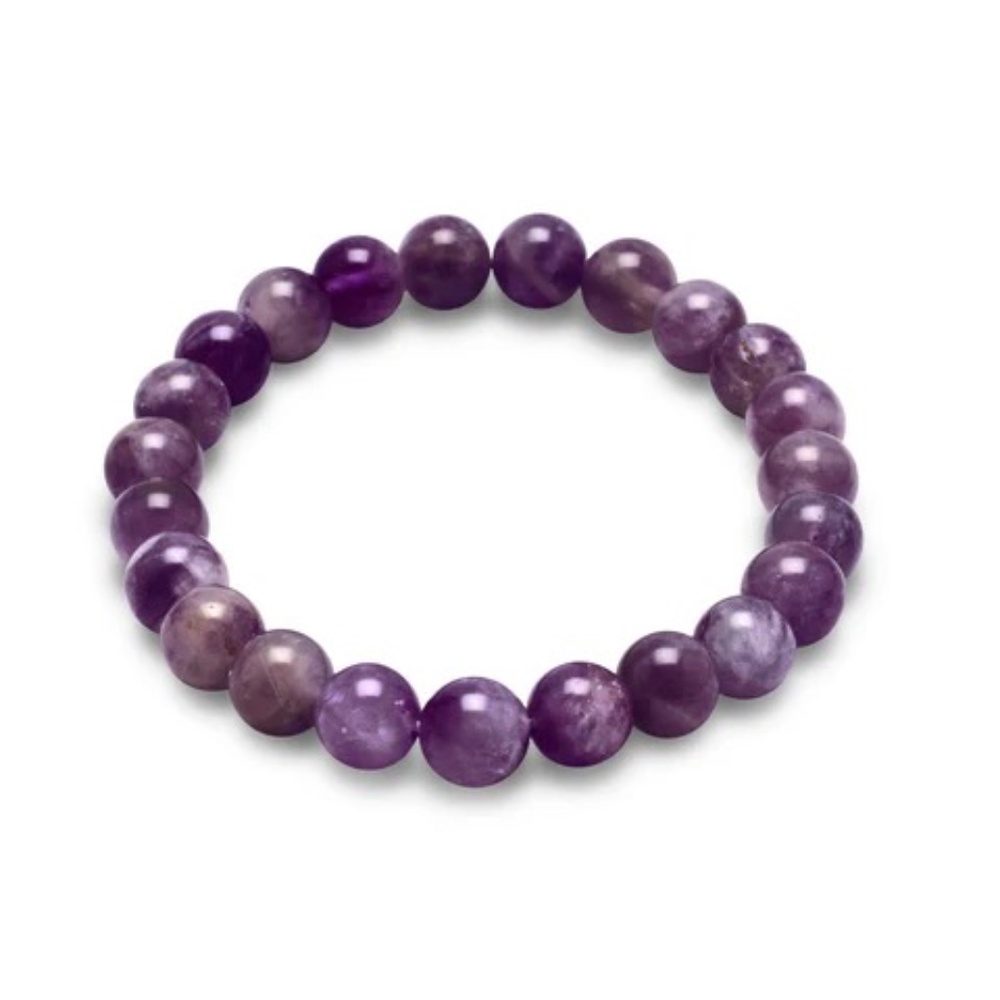 New! 8mm Round Natural Amethyst Bead Stretch Bracelet